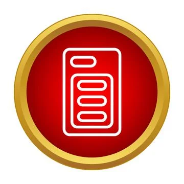 Mobile phone sim card with red button icon イラスト素材