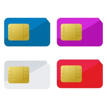 Mobile phone sim with reflection on white background Stock Illustration