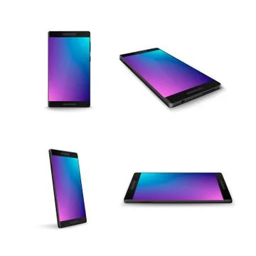 Mobile phone. Smart phone from different sides. Realistik modern gadget layou Stock Illustration