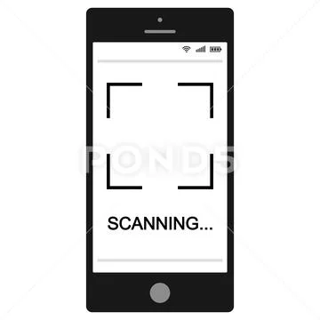 Mobile phone smartphone with QR code scanning process on the screen ...