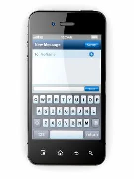 Mobile phone with sms menu screen. space for text. 3d Stock Illustration