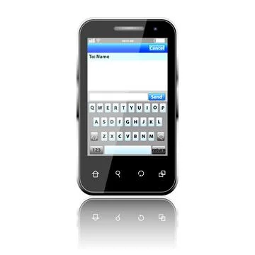 Mobile phone with sms menu screen. Space for text Stock Illustration