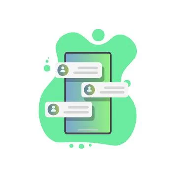 Mobile phone with sms notifications, flat design Illustrazione stock