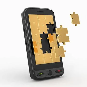 Mobile phone software. Screen from puzzle. 3d Mobile phone software. Scree... Stock Photos
