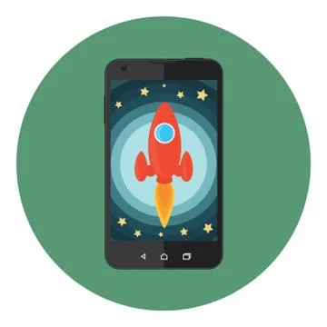 Mobile Phone Space Rocket Stock Illustration