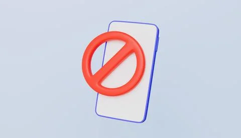 Mobile phone with stop icon 3d illustration Stock Illustration