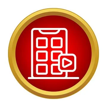 Mobile phone streaming video icon with play button Stock Illustration
