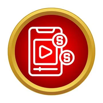 Mobile phone streaming video with monetary earnings icon Stock Illustration