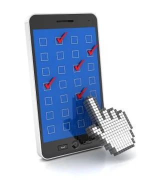 Mobile phone survey, 3d render Stock Illustration