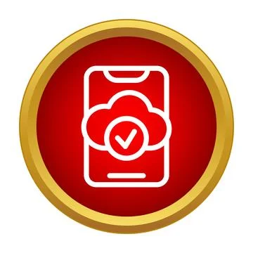 Mobile phone synchronizing data with cloud service successful Stock Illustration