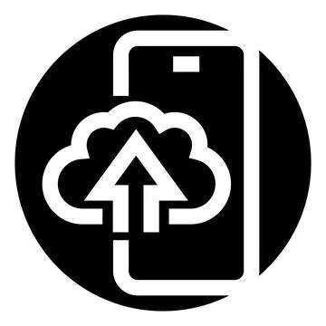 Mobile phone syncing data to cloud storage icon Stock Illustration