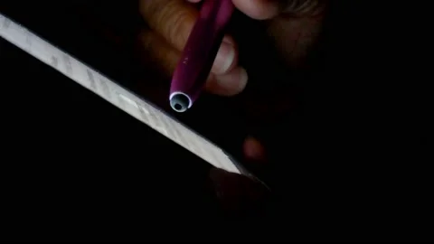 Mobile phone tablet while using stylus pen touching on mobile phone table Stock Footage 130328535