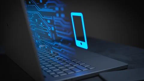 Mobile phone tech data digital concept 3D Illustration Stock Illustration