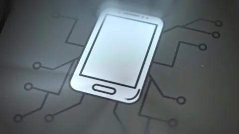 Mobile phone technology graphic presentation on smartphone Stock Footage 302825716
