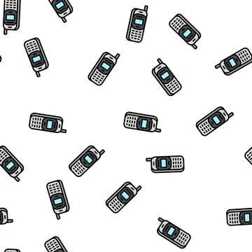 Mobile phone technology vector seamless pattern Stock Illustration