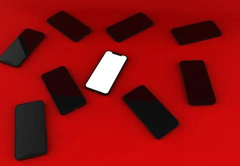 Mobile Phone Template Mockup. Different concept. 3D illustration. Stock Illustration