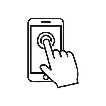 (Mobile Phone Touch Screen Tap Icon. A minimalist graphic of a hand tapping.. Illustrazione stock