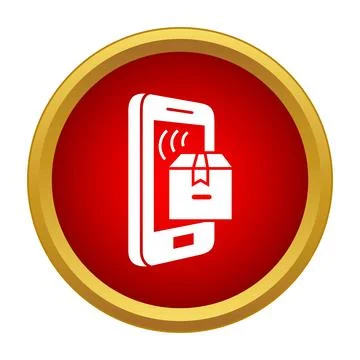 Mobile phone tracking package delivery application icon Stock Illustration
