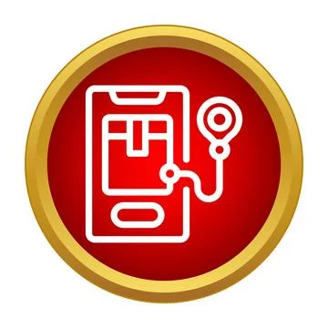 Mobile phone tracking shipping package delivery location Illustrazione stock