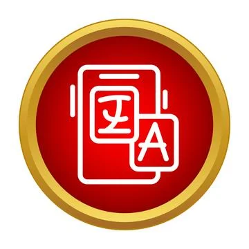 Mobile phone translating languages app golden icon Stock Illustration
