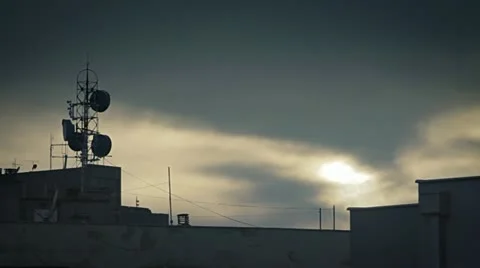 Mobile Phone Transmitter against cloudy sky. Time lapse. Stock Footage