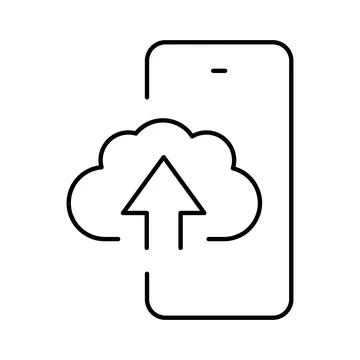 Mobile phone uploading data to cloud storage icon Ilustração Stock
