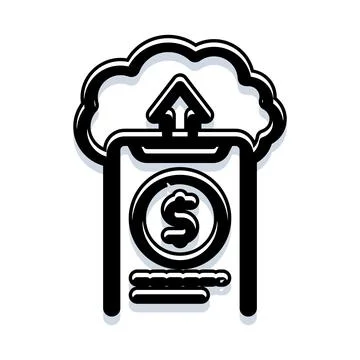 Mobile phone uploading money to cloud storage Stockillustratie