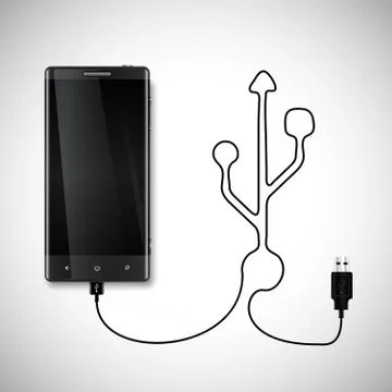 Mobile phone with USB connection. Stock Illustration