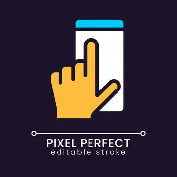 Mobile phone using pixel perfect RGB color icon for dark theme Illustrazione stock