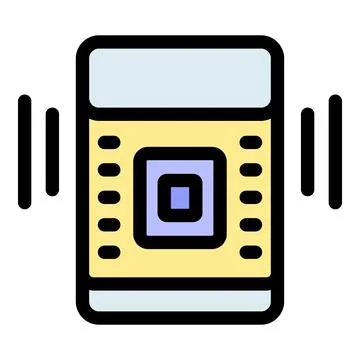 Mobile phone vibrating and ringing with sound waves Illustrazione stock