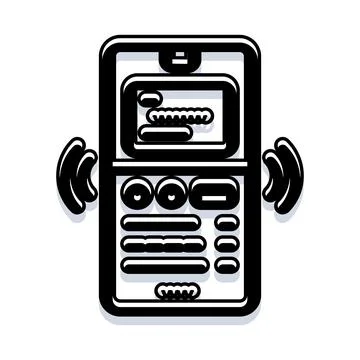 Mobile phone vibrating with communication wave symbols Stockillustratie