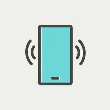 Mobile phone vibrating thin line icon Illustrazione stock