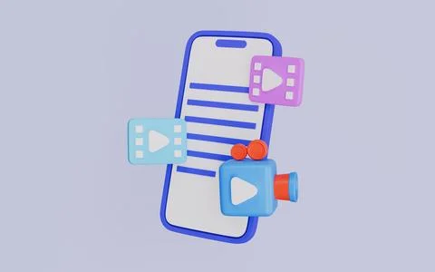 Mobile phone with video camera and lens and buttons 3d illustration Illustrazione stock