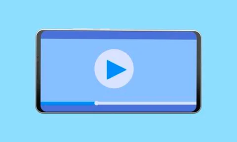 Mobile phone with video player. 3d rendering Stock Illustration