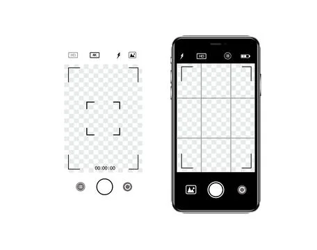 Mobile phone Viewfinder with record frame camera. Video recording screen. App Stock Illustration