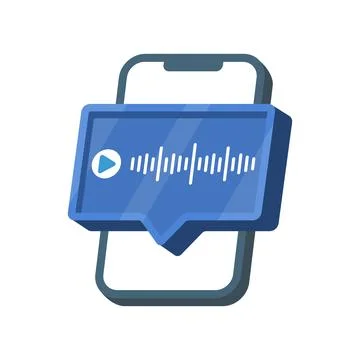 Mobile phone with voice message notification, audio wave and speech bubble Stock Illustration