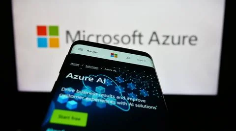 Mobile phone with webpage of cloud computing platform Microsoft Azure on ... Stock Photos