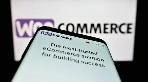 Mobile phone with webpage of open-source e-commerce solution WooCommerce o... Stock Photos
