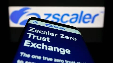 Mobile phone with webpage of US cloud security company Zscaler Inc. on scr... Stock Photos