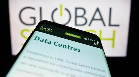 Mobile phone with website of British data center company Global Switch Lim... Stock Photos