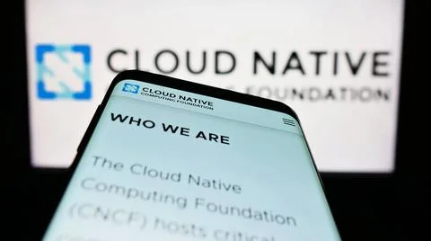 Mobile phone with website of Cloud Native Computing Foundation (CNCF) on s... Stock Photos