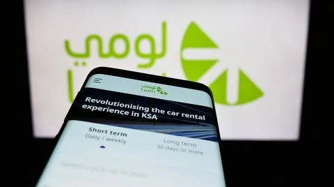  Mobile phone with website of Saudi Arabian car rental company Lumi on scr... Stock Photos