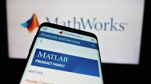 Mobile phone with website of US computing software company The MathWorks I... Stock-Fotos