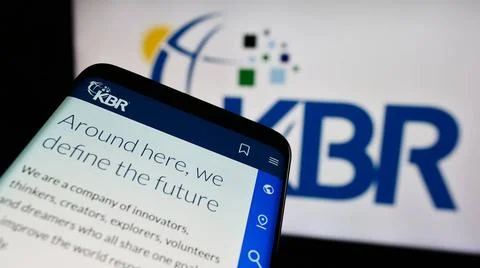 Mobile phone with website of US engineering and construction company KBR I... Stock Photos