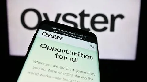 Mobile phone with website of US human resources platform company Oyster HR... Stock Photos