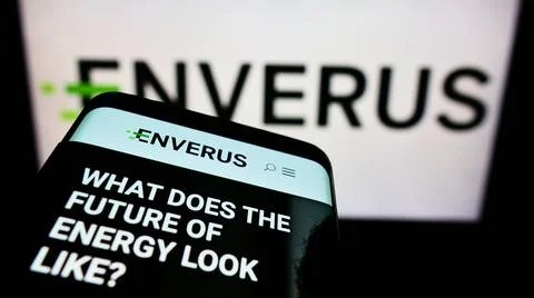 Mobile phone with website of US software company Drillinginfo Inc. (Enverus) on 写真素材