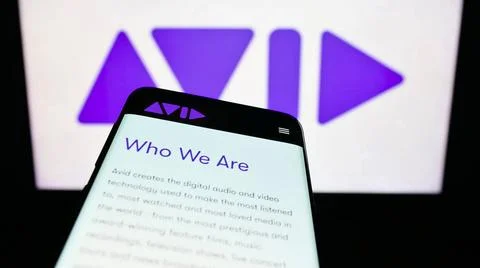  Mobile phone with website of US software company Avid Technology Inc. on ... Stock Photos