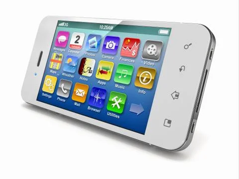 Mobile phone on white background. three-dimensional image. 3d Illustrazione stock