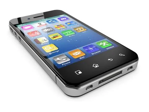 Mobile phone on white background. three-dimensional image. 3d Stock Illustration