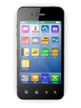 Mobile phone on white background. three-dimensional image. 3d Stock Illustration